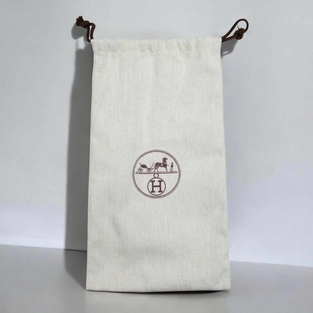 HERMES Wallet Duster Bag Storage Drawstring Herringbone